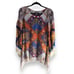Shiloh 770 Size Medium Sheer Blouse Crowns Royalty Crocheted Fringe Boho 0589