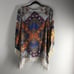 Shiloh 770 Size Medium Sheer Blouse Crowns Royalty Crocheted Fringe Boho 0589