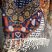 Shiloh 770 Size Medium Sheer Blouse Crowns Royalty Crocheted Fringe Boho 0589