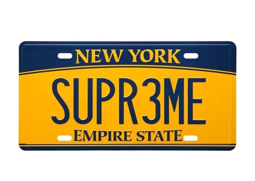 Supreme New York License Plate