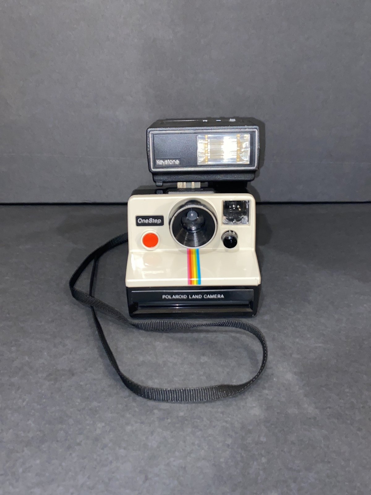 Vintage Polaroid Onestep SX-70 White Rainbow Stripe Instant Camera