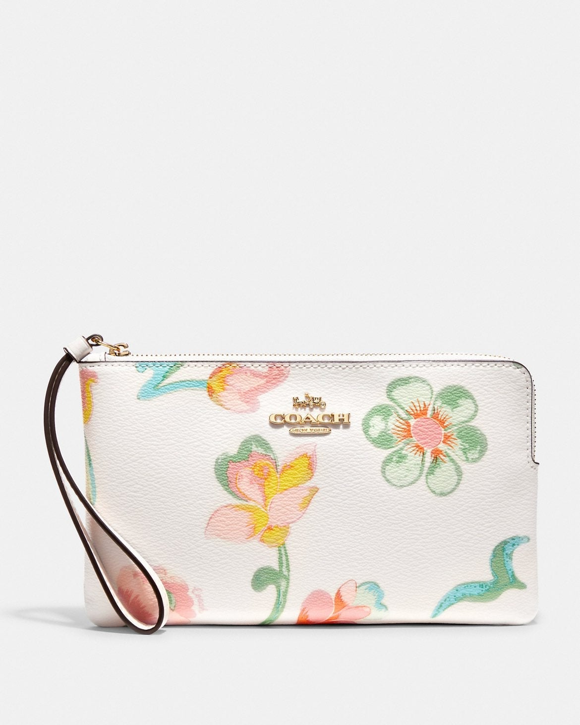 Coach Large Corner Zip Wristlet With Dreamy Land Floral Print
