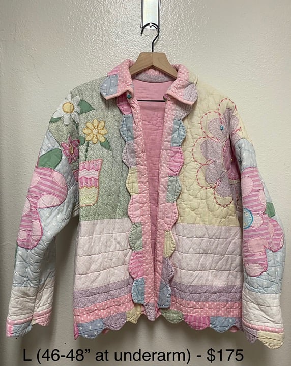 One-of-a-Kind Flower Garden and Lady Bug Quilted Jacket