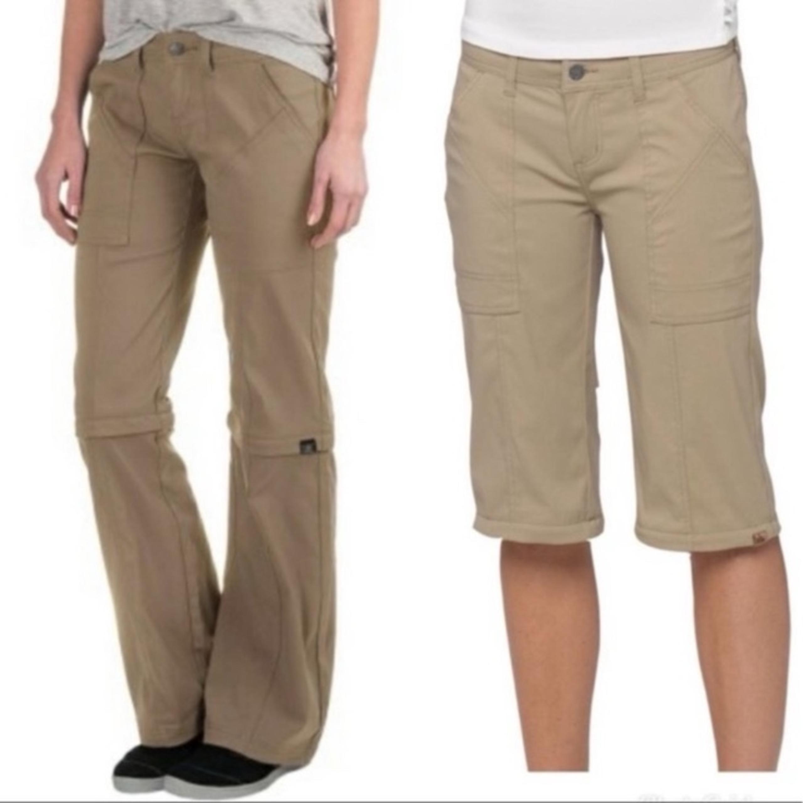 Prana Monarch Convertible Zip Off Pants Brown Tan Size 12 Women’s Straight Leg