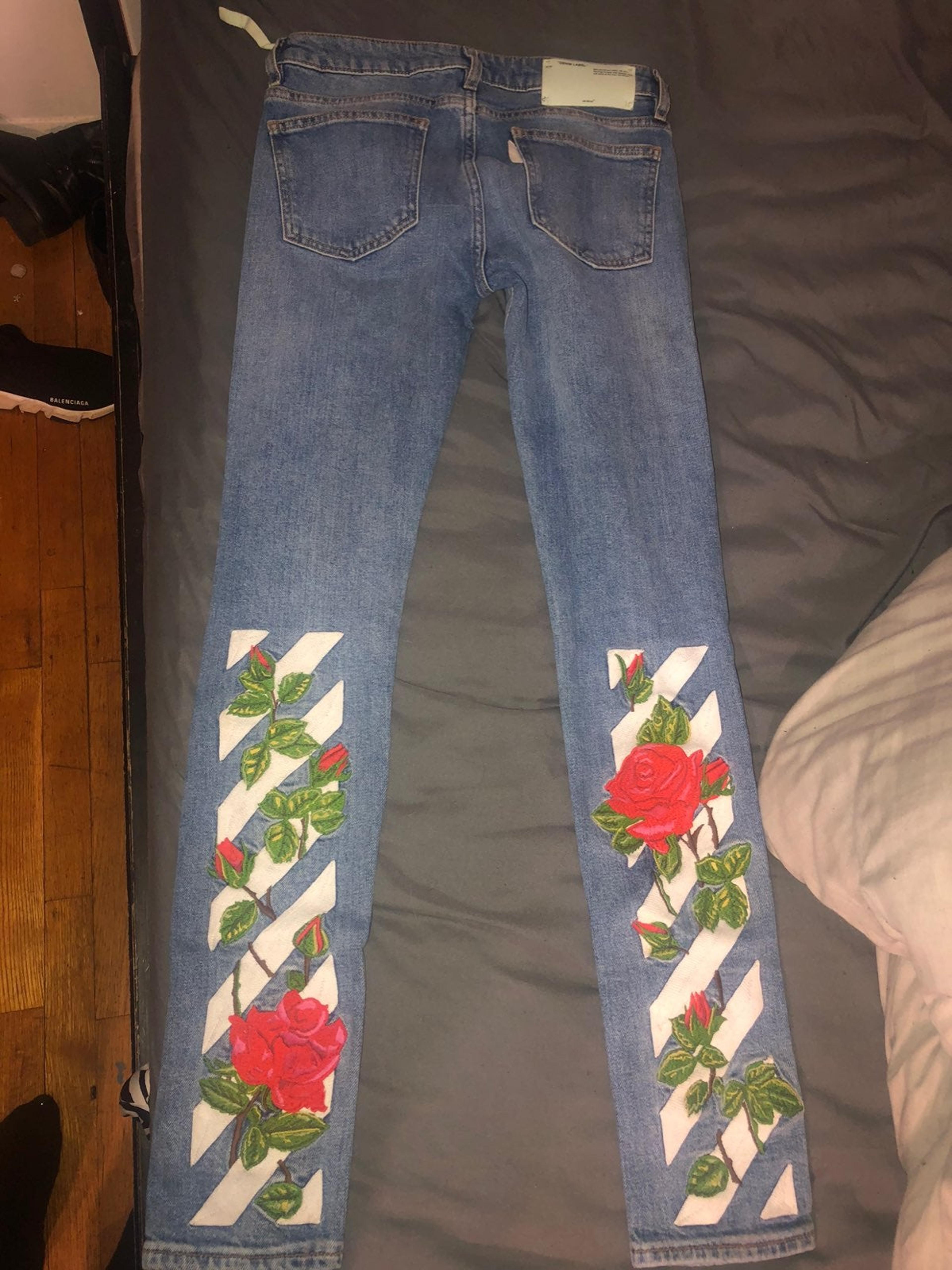 Off white rose jeans Clearance