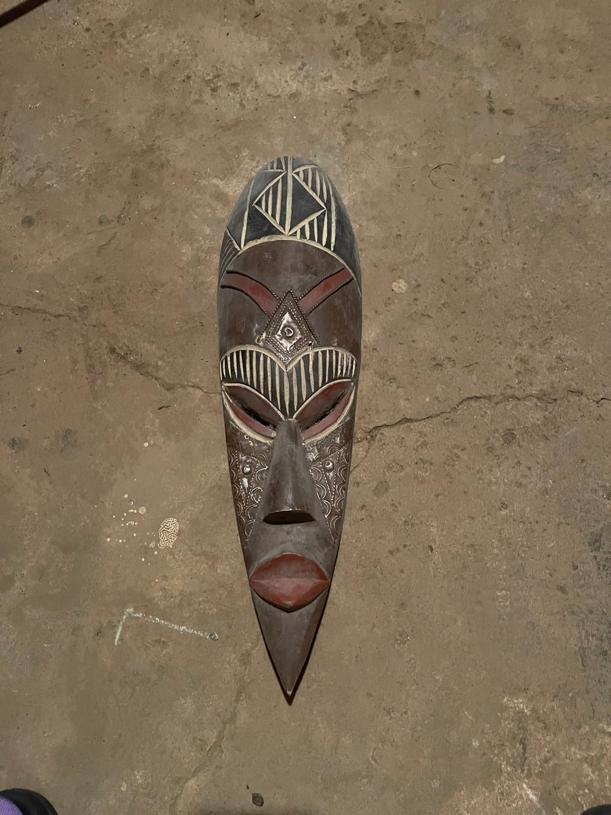 1965 Handcrafted African Wooden Mask - Wall Decor