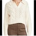 Ciao Lucia Torino Cable Knit Collared Cropped Sweater in Sand