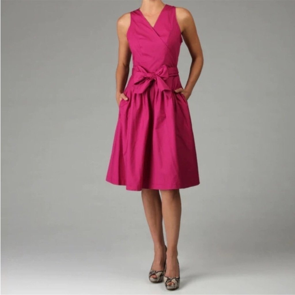 Sandro Fuchsia Pink Sleeveless Wrap Cotton Summer Dress 12