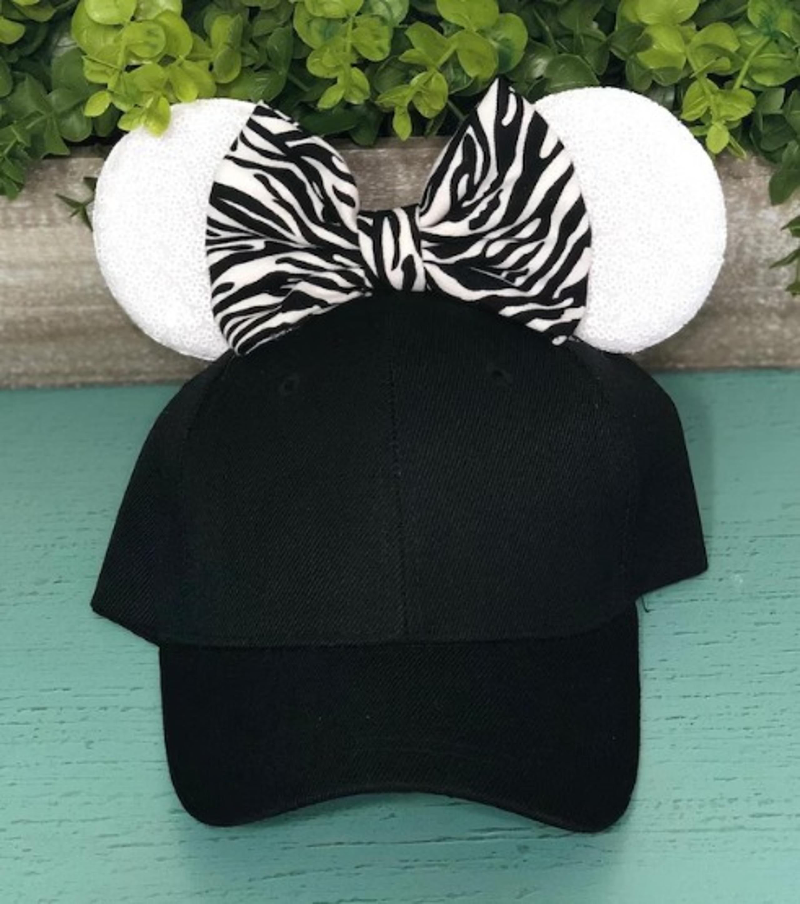 Black and White Zebra Theme Disney Minnie Mouse Ears Hat