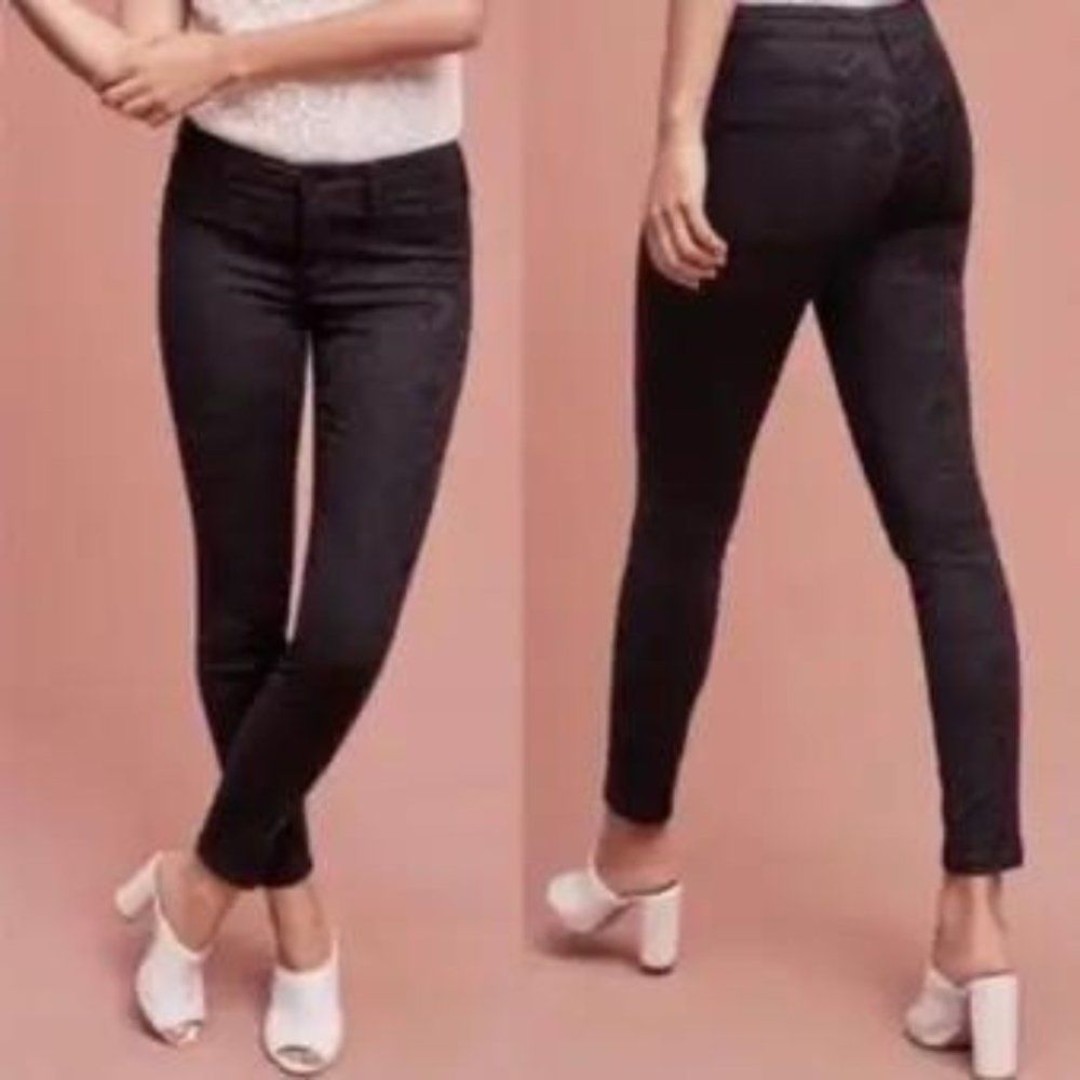 Anthropologie Pilcro and the Letterpress Serif Jacquard Pants Black
