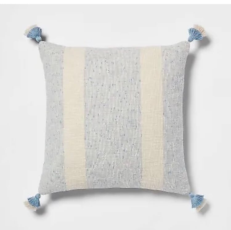 Euro Slub Texture Stripe with Tassels Decorative Throw Pillow - Threshold.