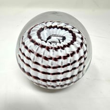 FM Konstglas Ronneby Sweeden Paperweight Glass Striped Shell Art Design RARE VTG