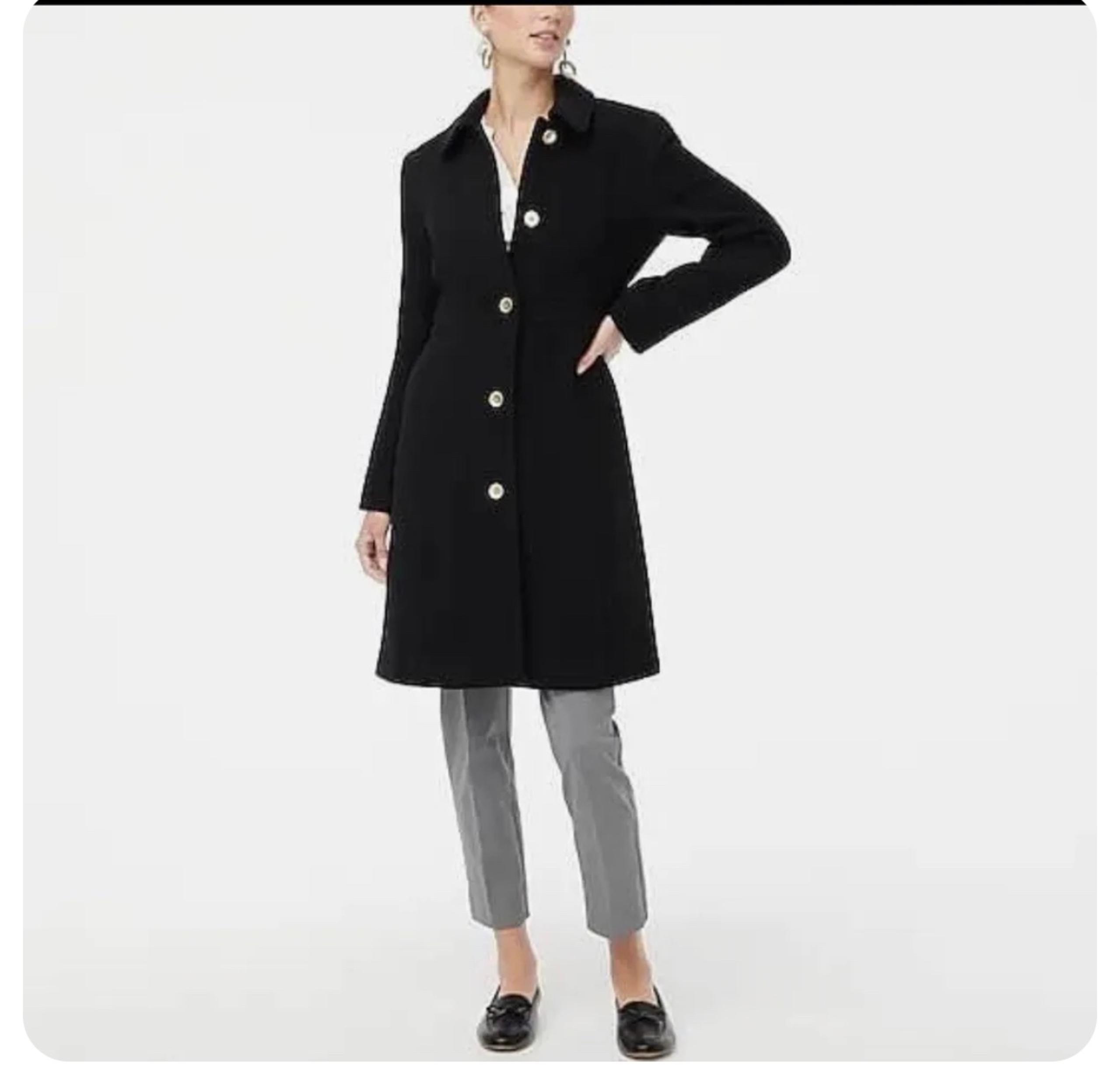 J. Crew Wool-blend lady coat black size 0