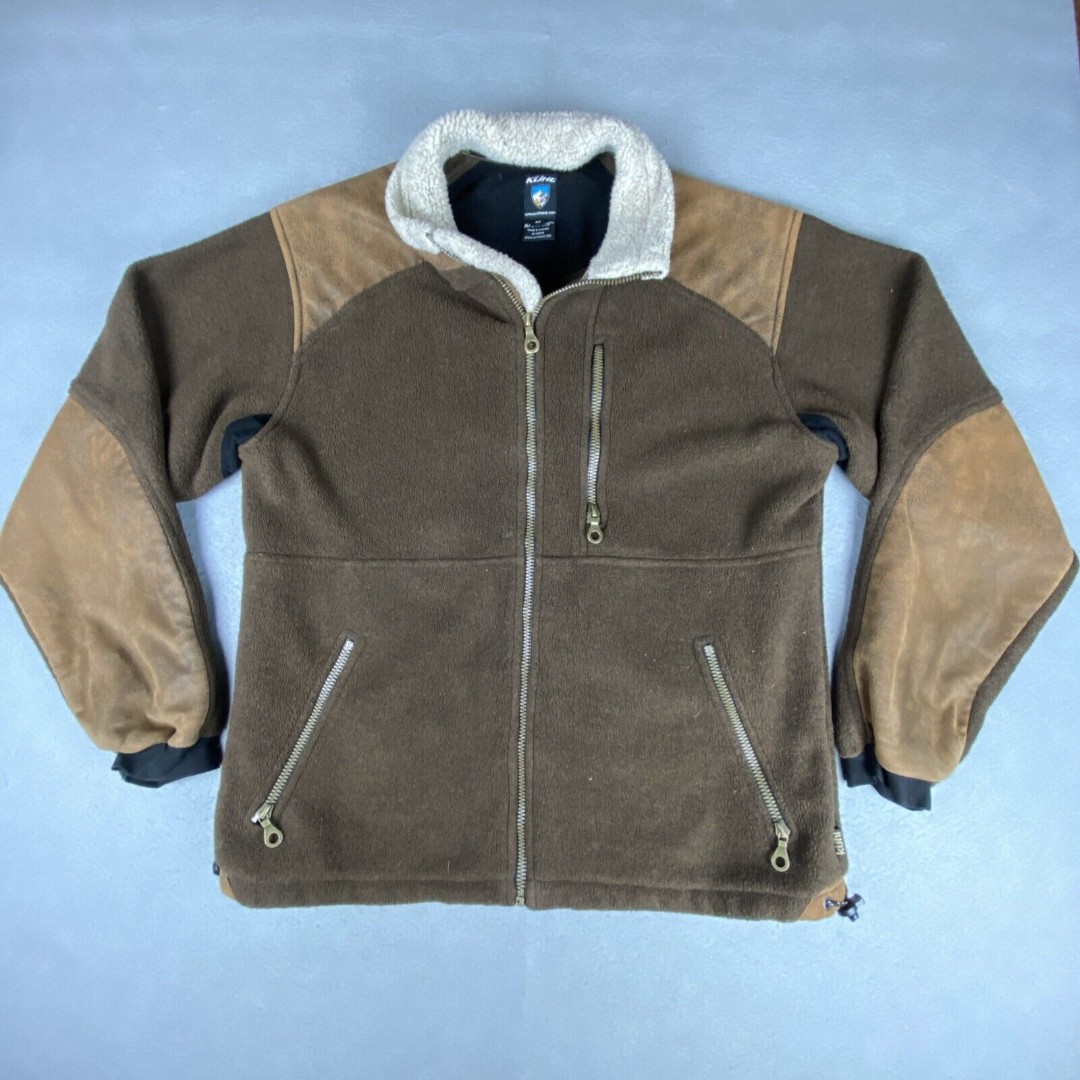 Kuhl Alpenwurx Jacket M Fleece Full Zip Sherpa Trim Brown Thumbholes 1038 2019
