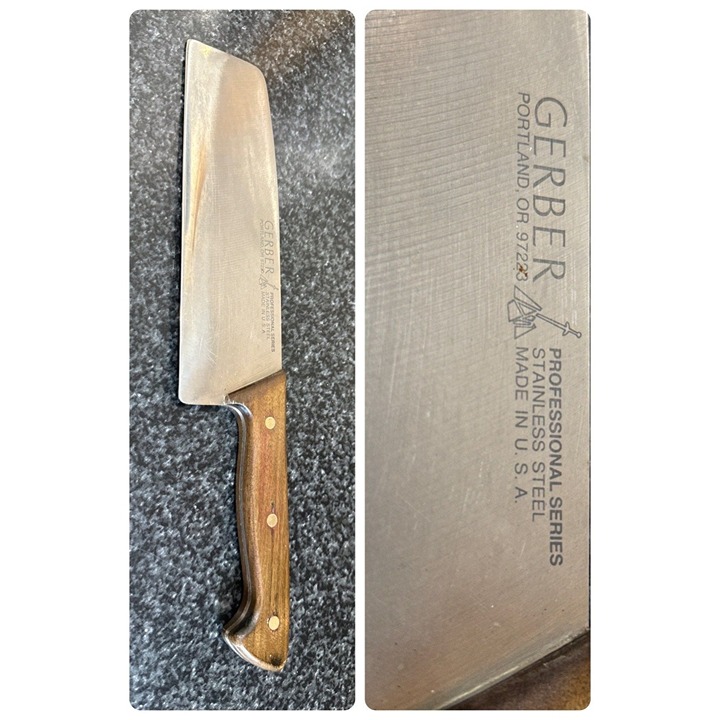 Vintage Gerber Professional Series Cleaver Knife Stainless Steel Blade Full Tang