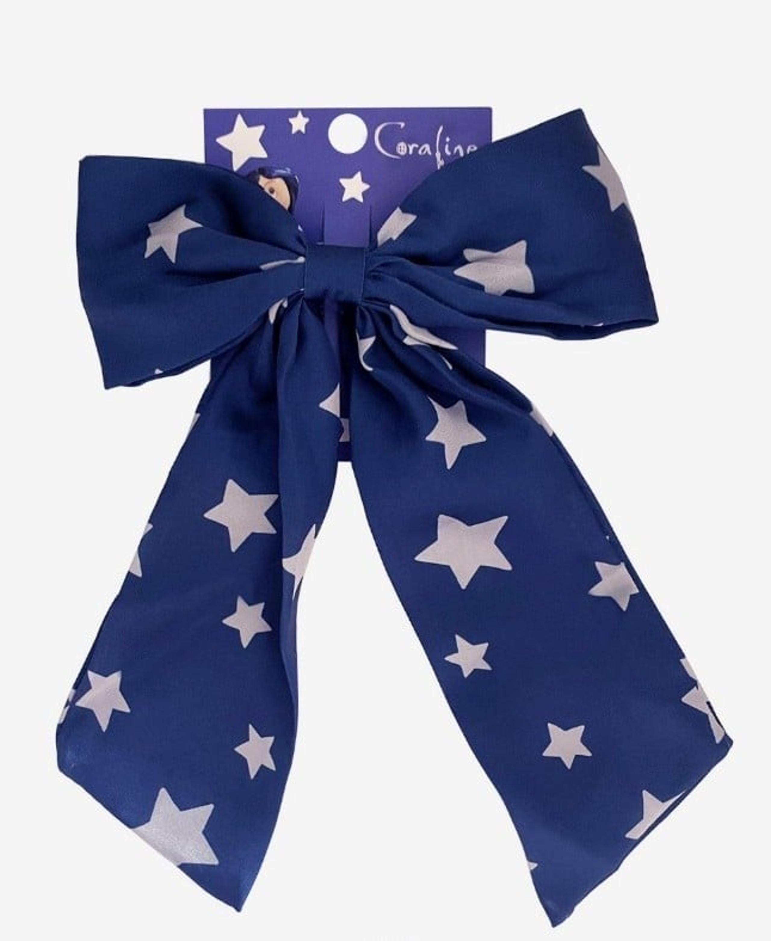 New Coraline Blue & White Stars Hair Bow