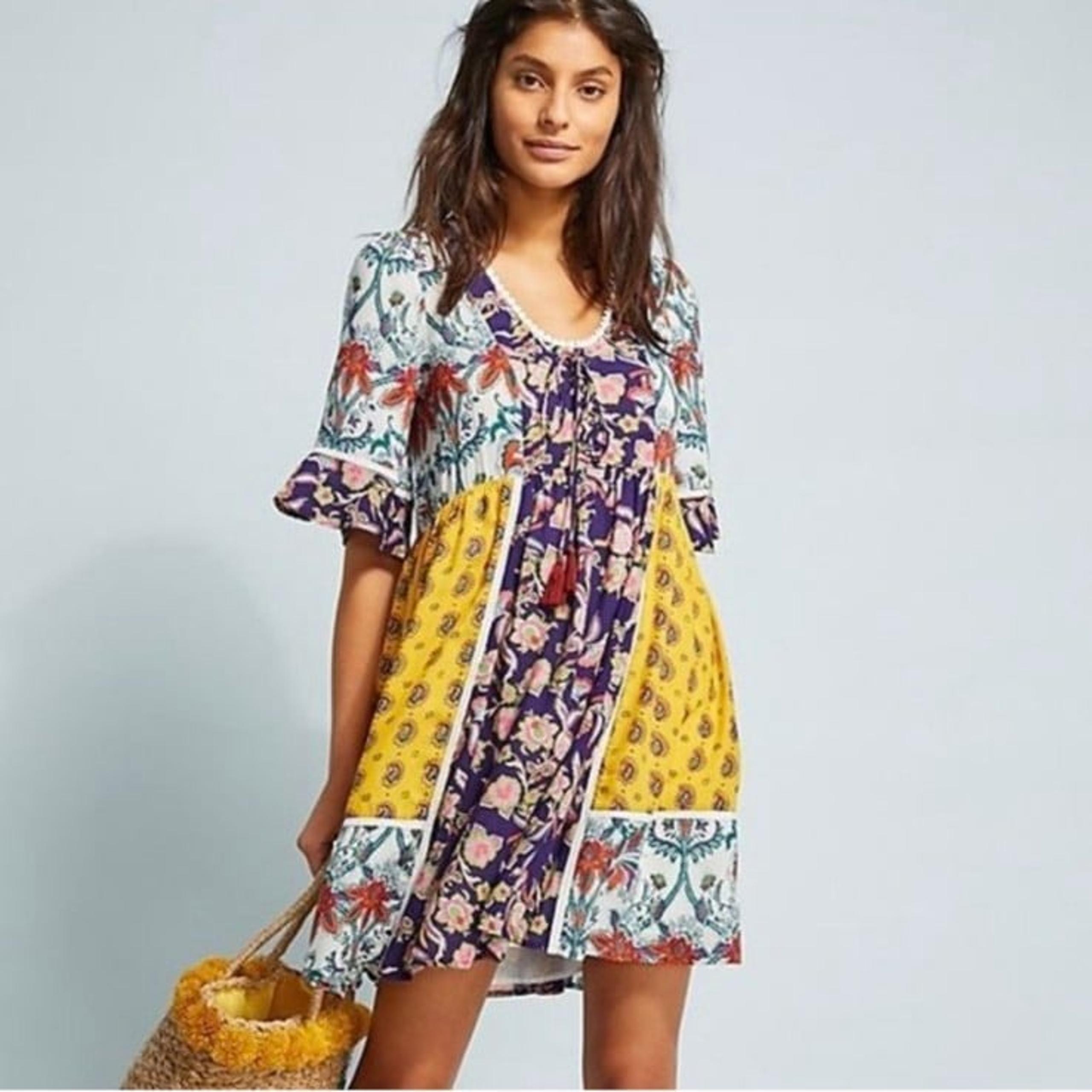 Anthropologie Lilka trapeze babydoll patchwork Dress S