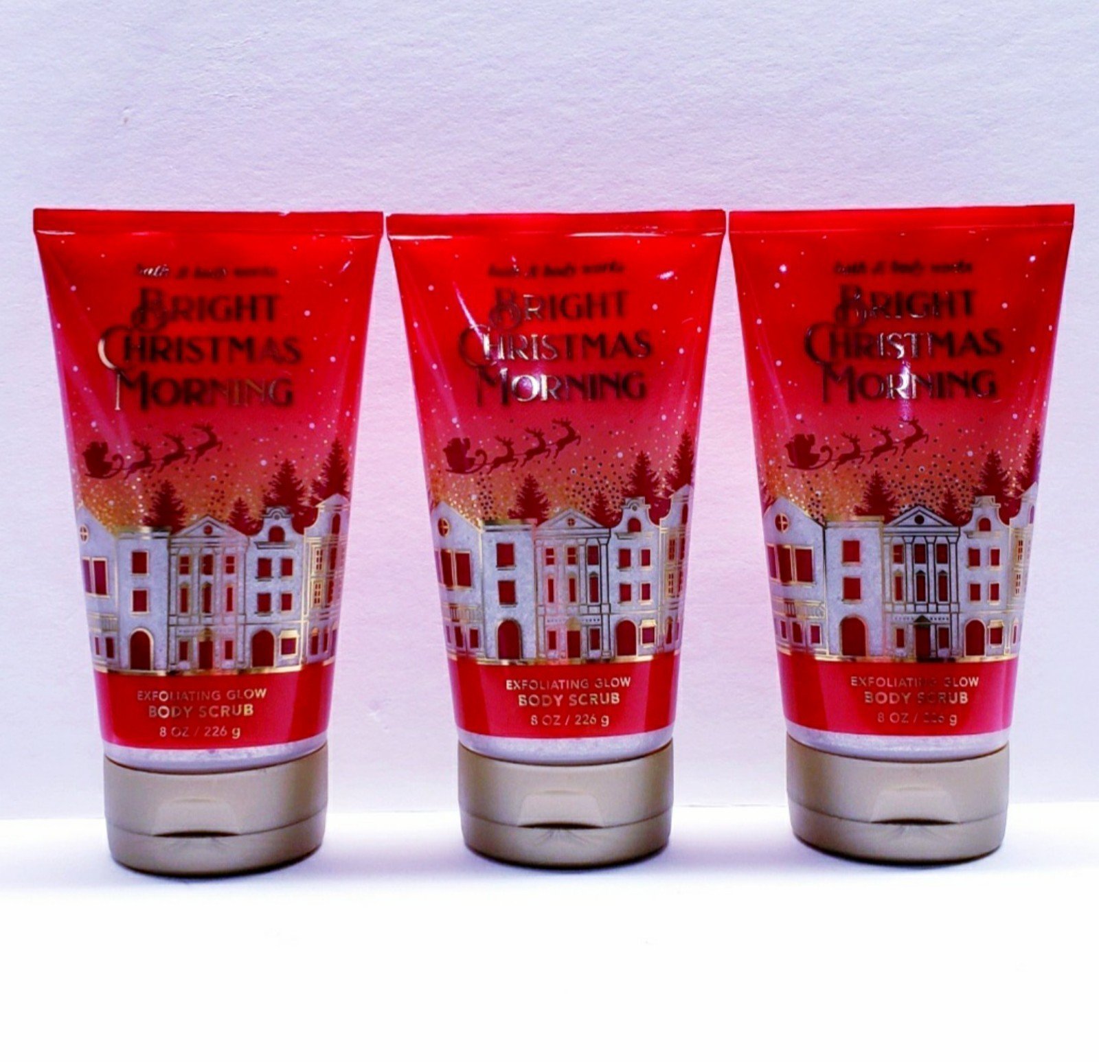 Bath & Body Works BRIGHT CHRISTMAS MORNING Exfoliating Glow Body Scrub (3 pack)