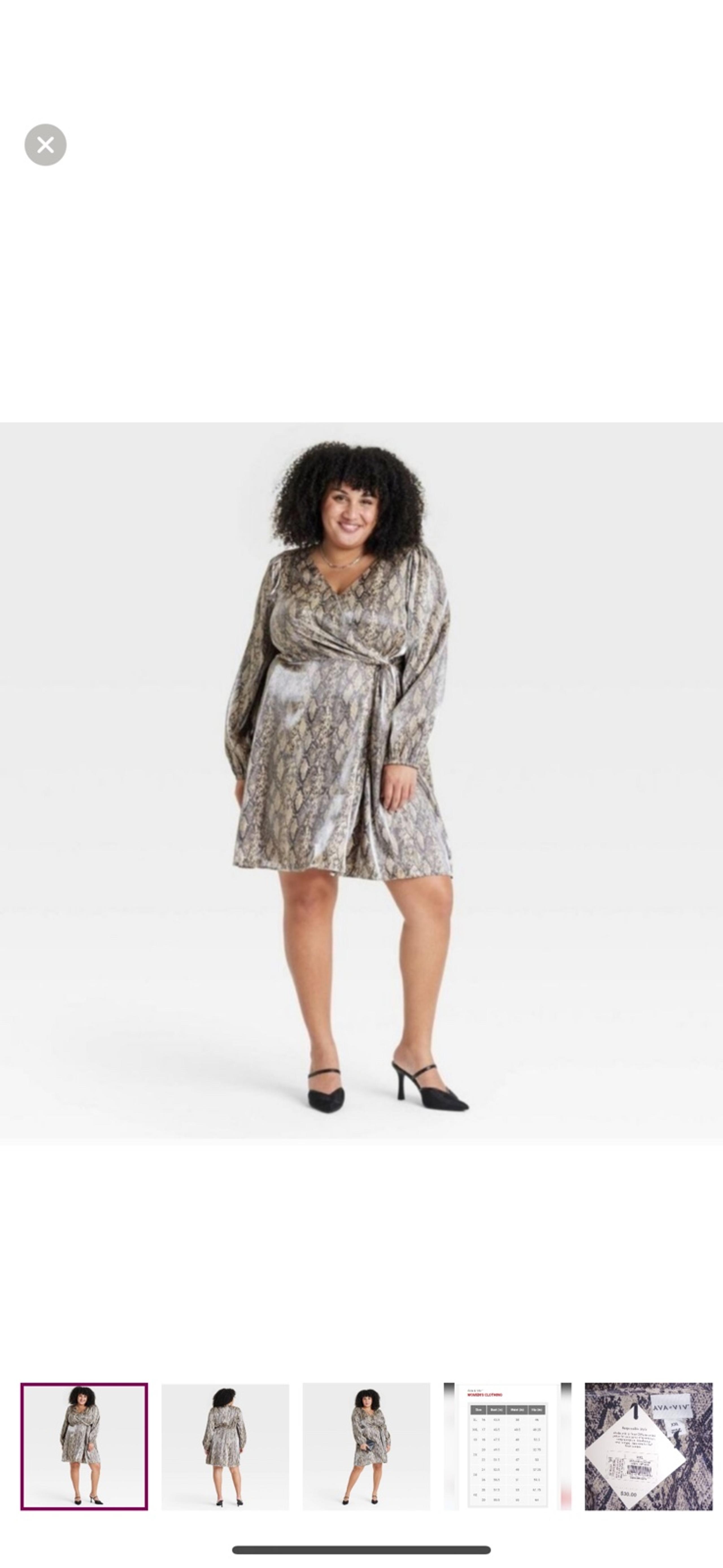 New Snakeskin Print Wrap Dress - 2X - Ava & Viv