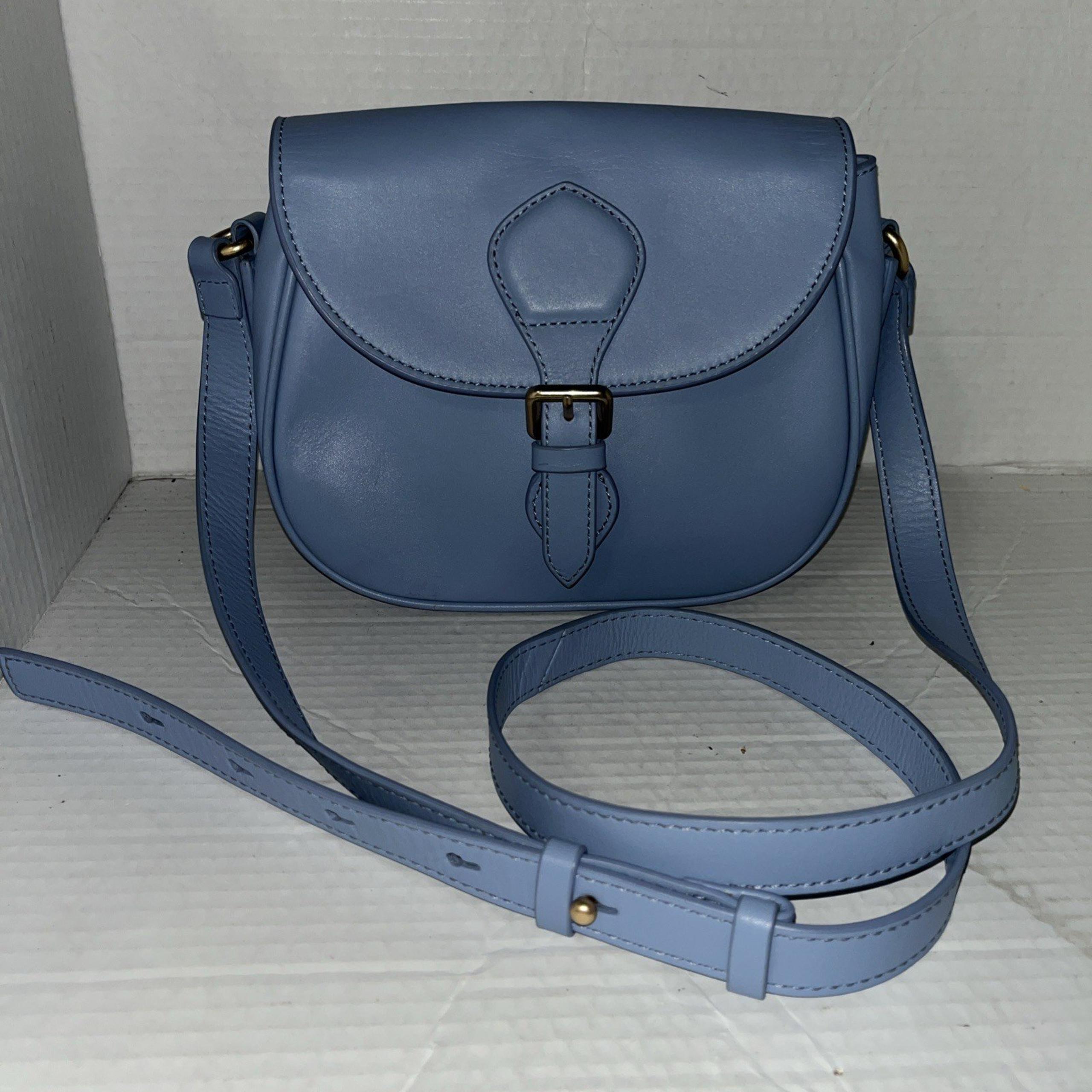 Banana Republic Leather Crossbody Bag Purse Blue Thistle Adjustable Strap