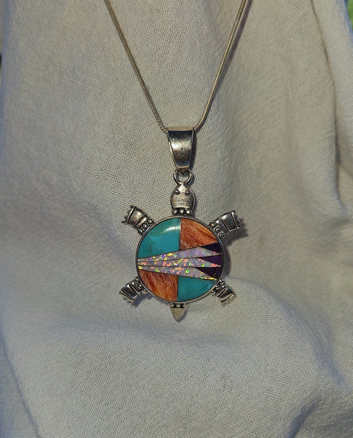Sterling Turtle Turquoise with Necklace