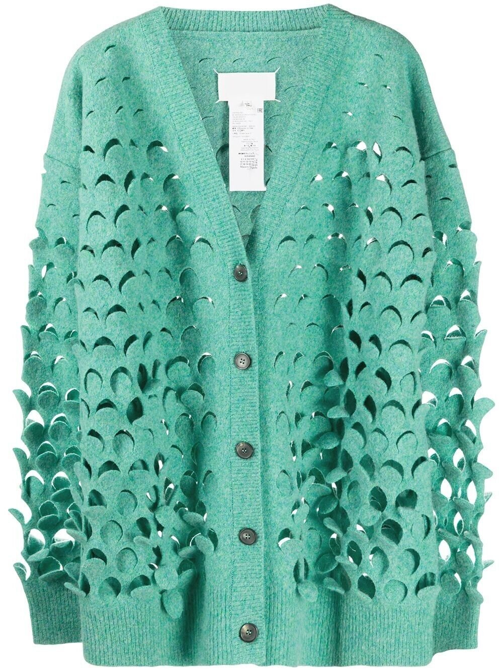NWT MAISON MARGIELA Oversized cutout brushed mint green wool cardigan XS 2345