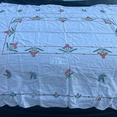 Hand Embroidered Floral Rectangular Tablecloth