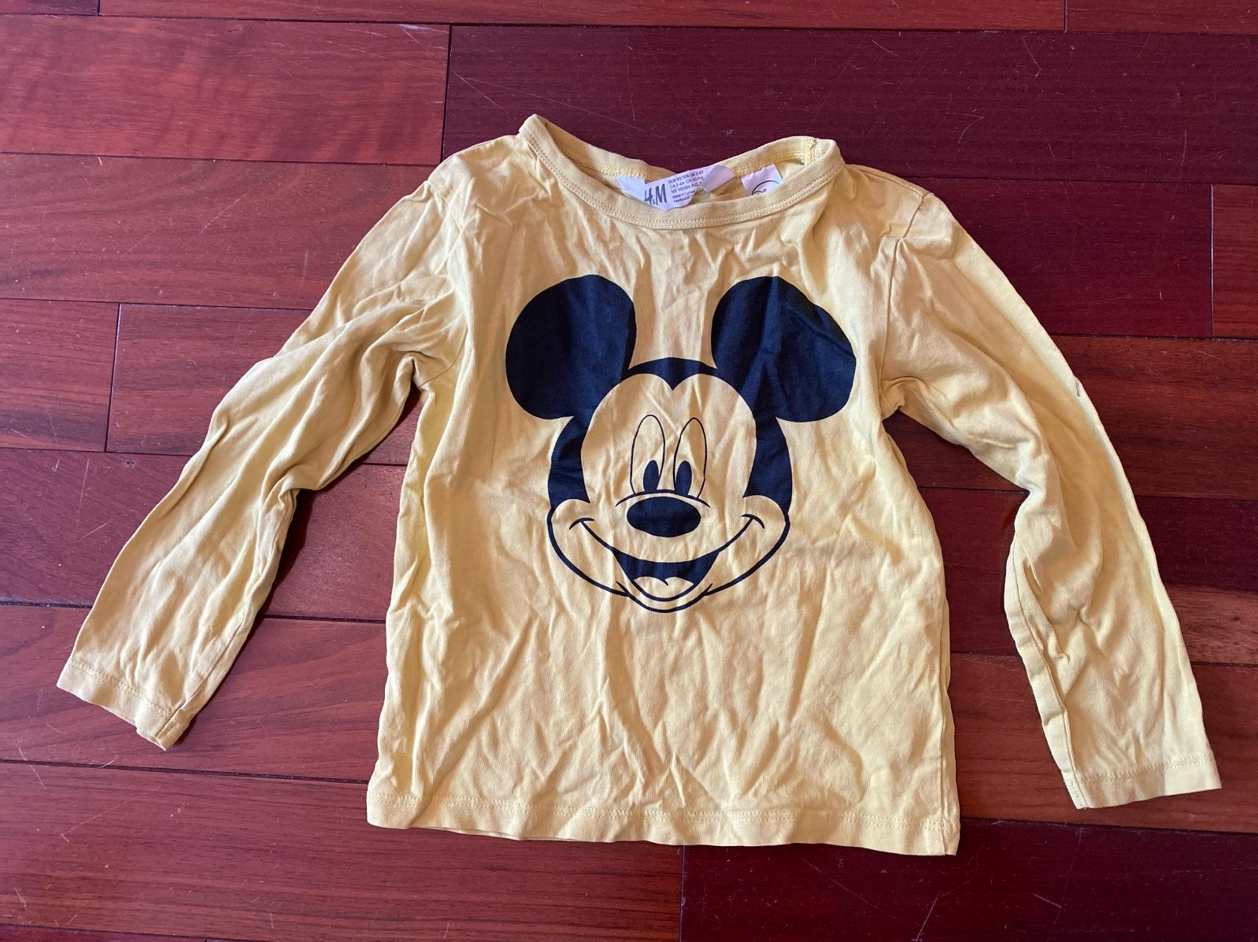 H&M Disney collaboration Mickey Mouse neon yellow Size 2-4