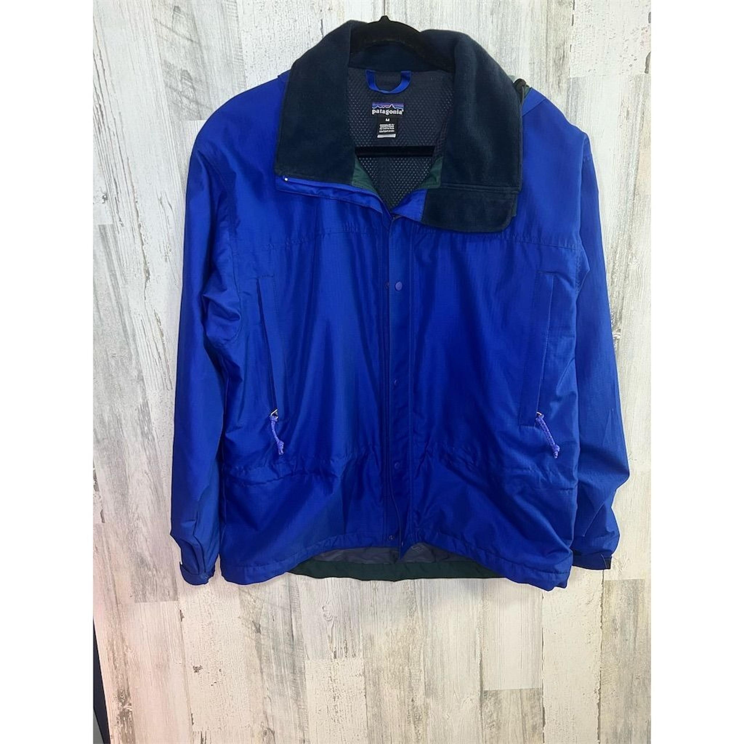 Patagonia Men's Windbreaker Jacket Blue Size M Full Zip Hooded