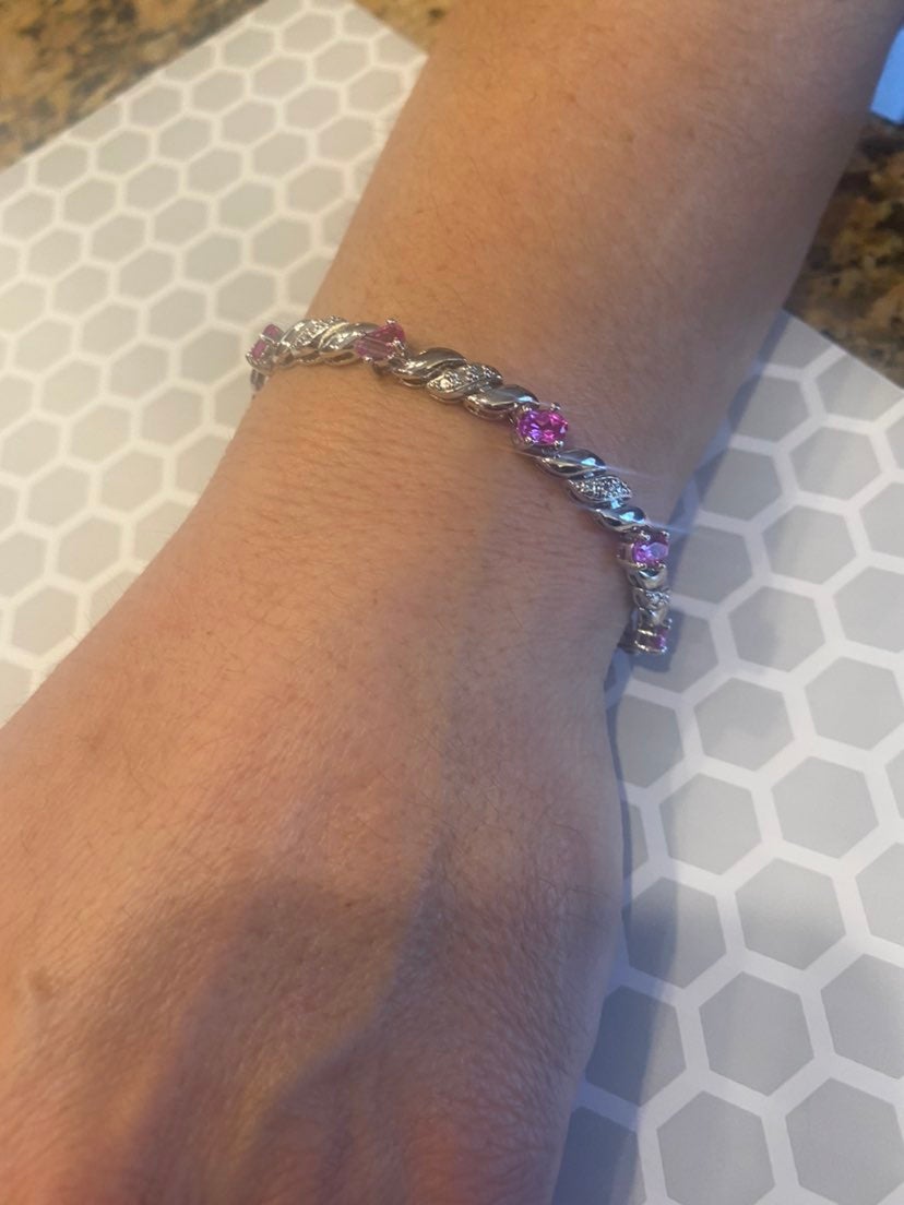 Pink Sapphire and diamond bracelet