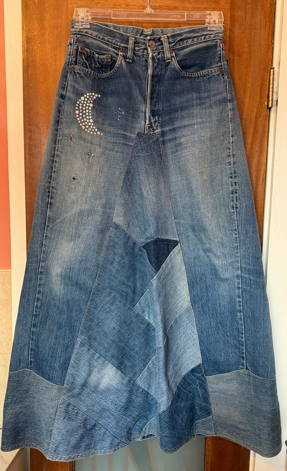 Levi’s 60’s RARE Vintage Redline Selvage Denim Patchwork Embellished MIDI Skirt
