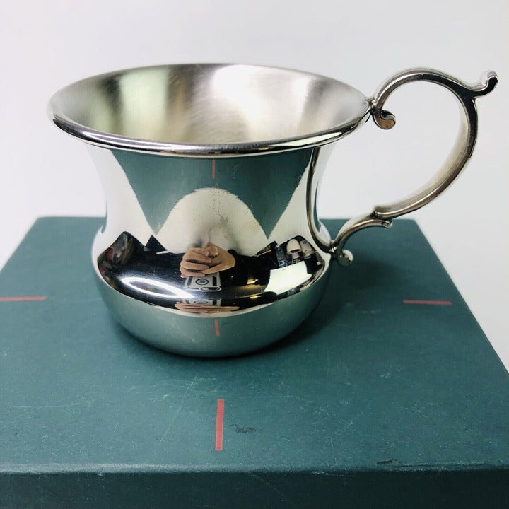 LENOX Kirk Stieff USA Pewter Child Baby Cup Mug Brush Finish Shower Gift in Box