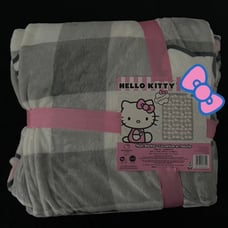 Hello Kitty Grey Checkered Blanket