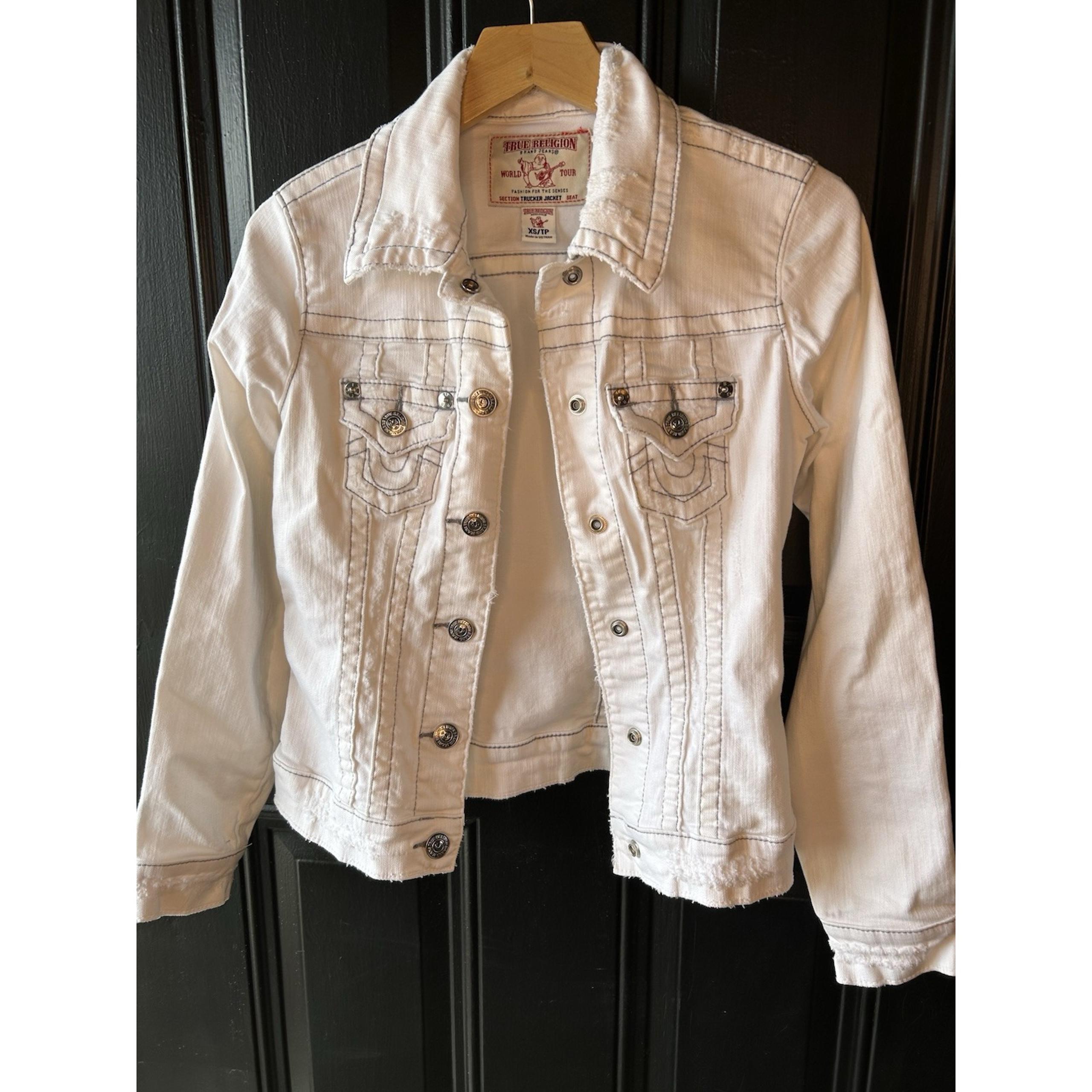 $148 Women's true religion XS white denim jacket excellent condition