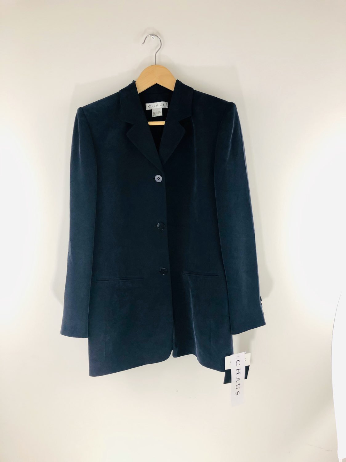 Chaus Dark Blue Silk Blazer in Sz 4
