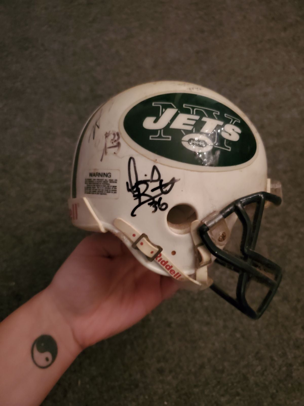 Signed mini new york jets helmet