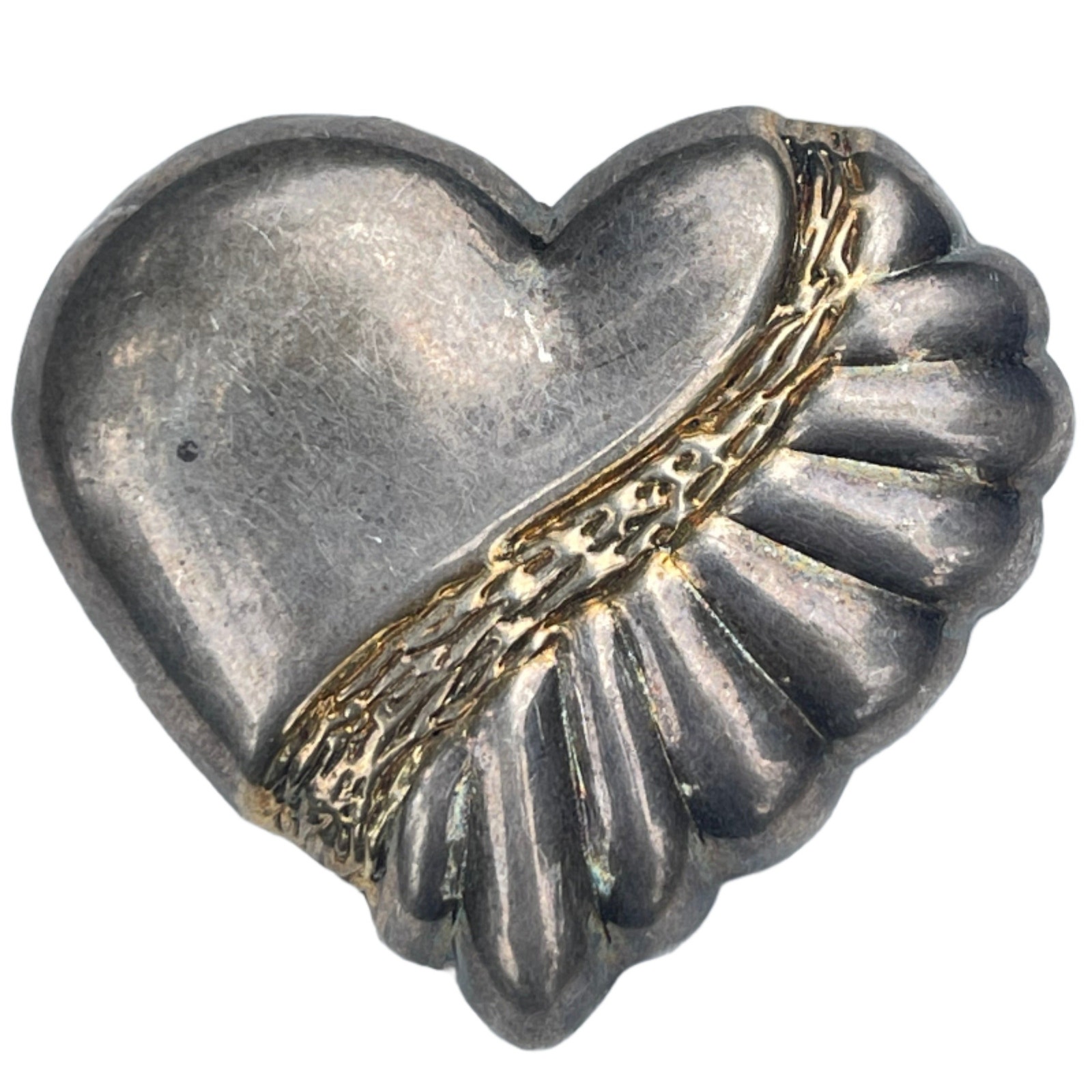 Vintage Sterling Silver Pendant Brooch Heart - 18 grams