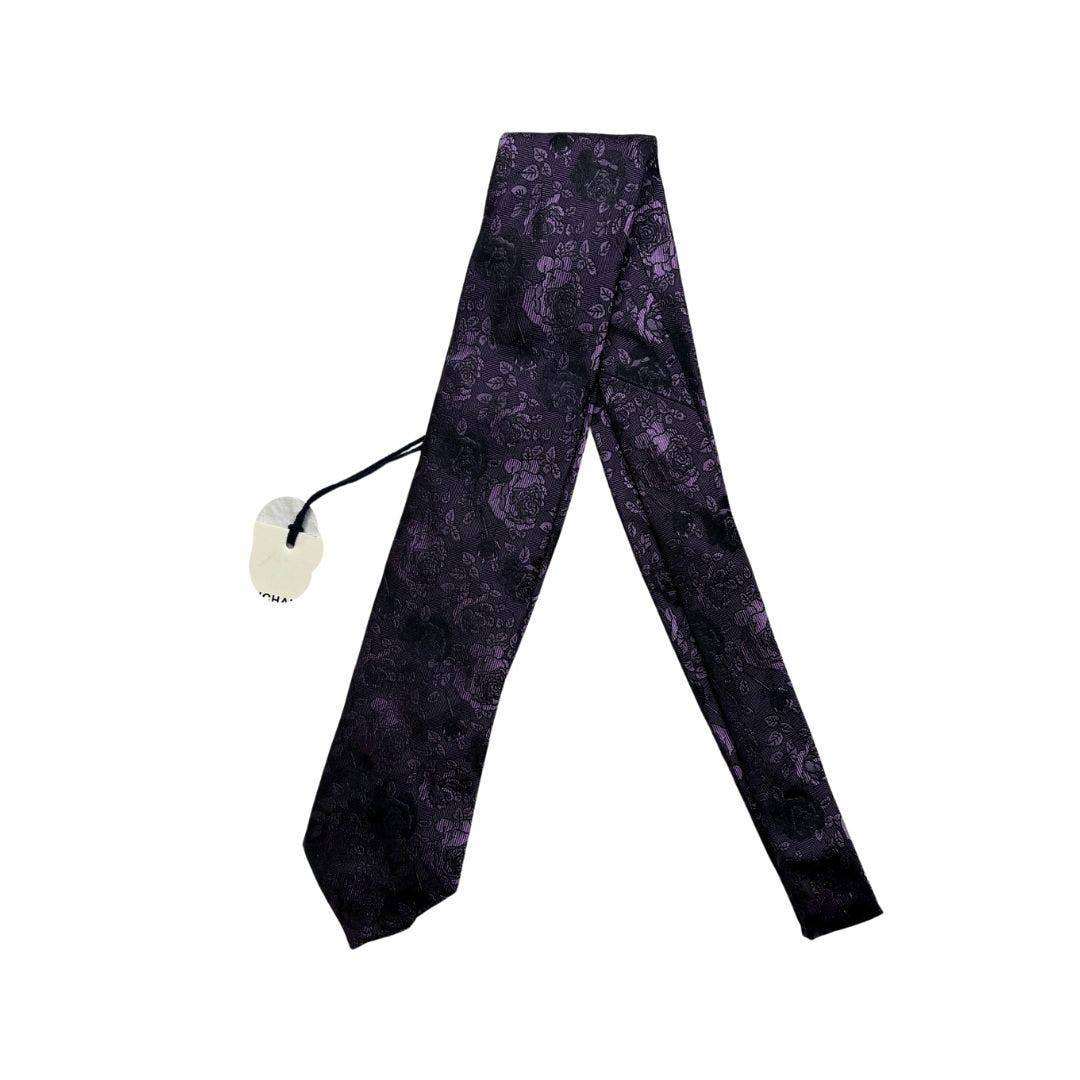 5-97 DUCHAMP Tie Floral 100% Silk Purple
