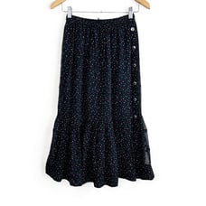 Coach Tiered Midi Skirt with Snaps Ruffle Hem Dots Multicolor Silk Size 00 NWT