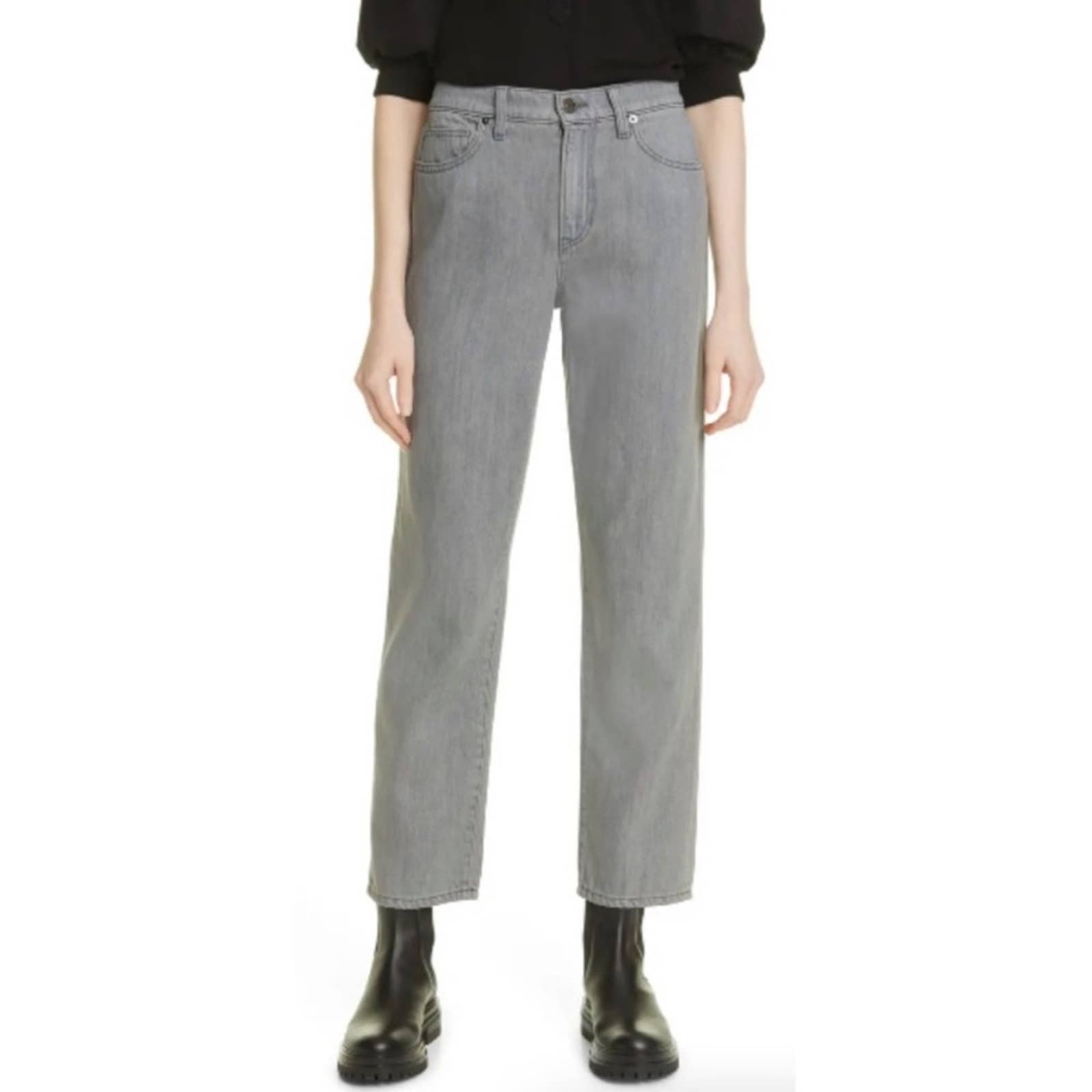 NEW Veronica Beard Blake Classic Straight High Rise Jeans in Winter Grey 29