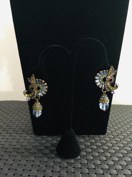 Heidi Daus Swarovski Aqua Dangling Pair