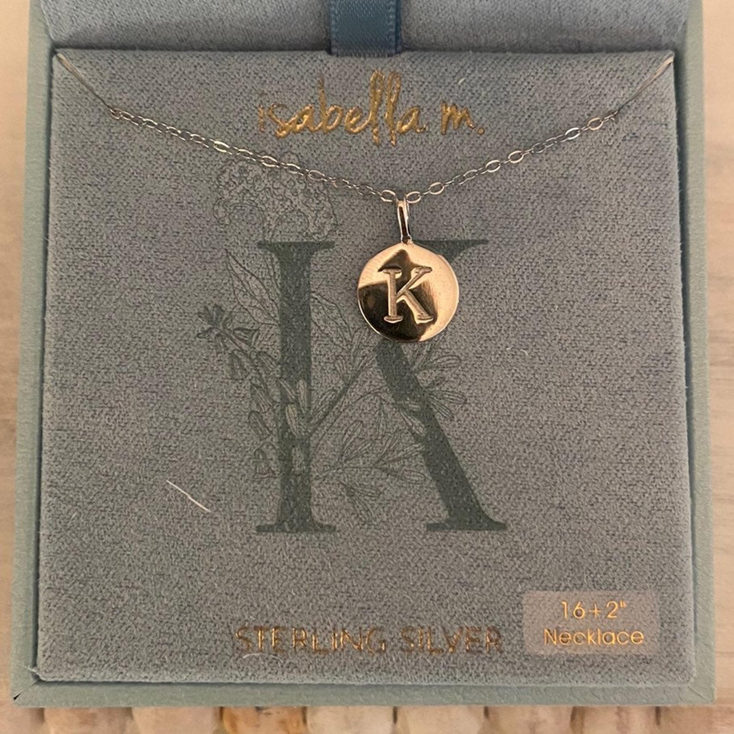Isabella M "K" Initial Necklace