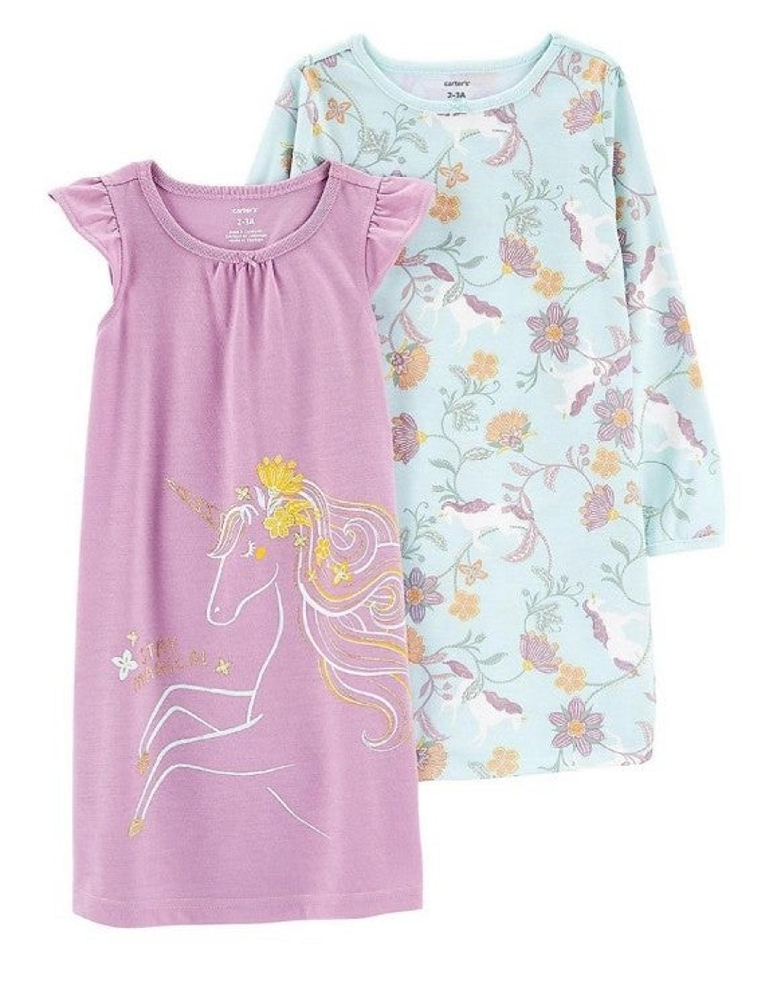 New Carter's Girl's Unicorn Nightgowns *2 pack