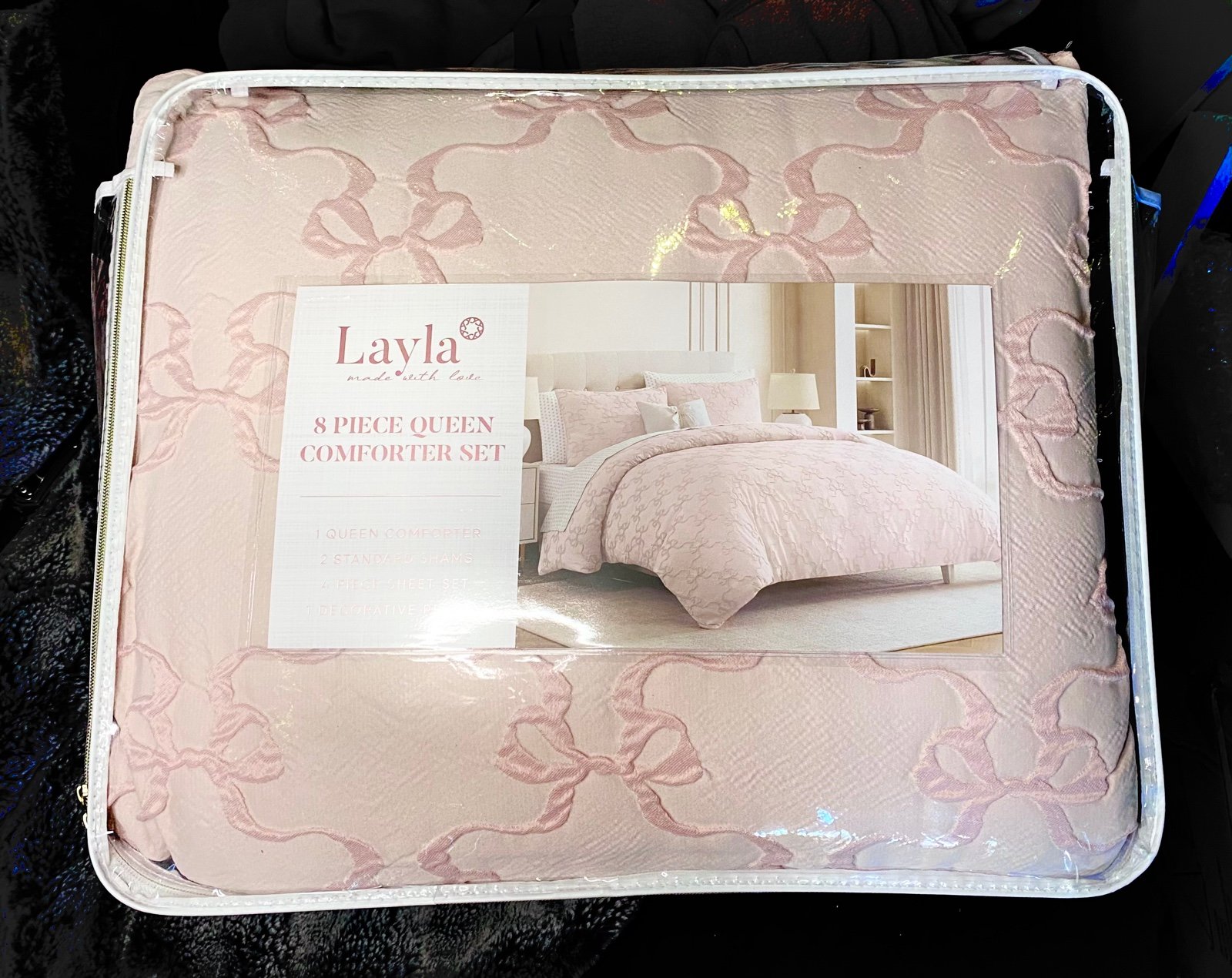 Layla Pink Bow FULL / QUEEN Comforter Set