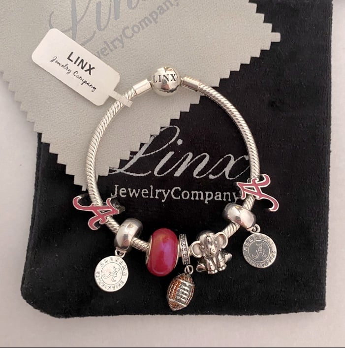 Linx Snake Chain Bracelet with Alabama Crimson Tide Charms