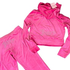 JUICY COUTURE HOT PINK OG BLING RHINESTONE VELOUR TRACKSUIT SWEATSUIT NWT