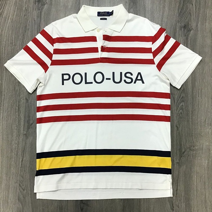 Polo Ralph Lauren USA Striped Polo Shirt Size Medium