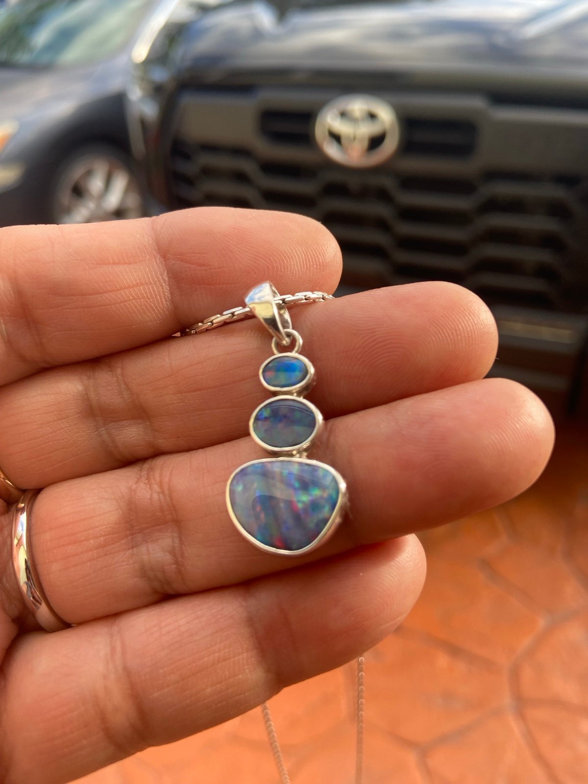 Vintage Natural Fire Opal Necklace pendant.