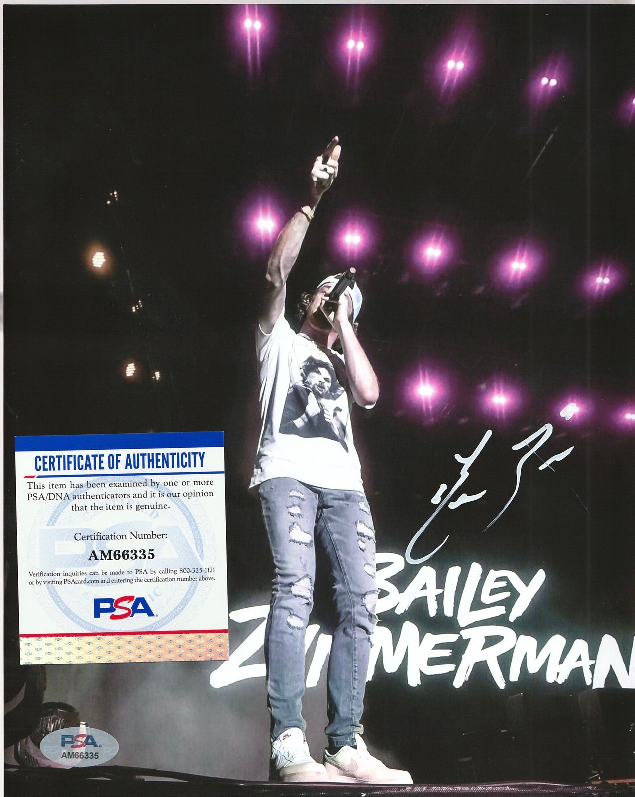 Bailey Zimmerman signed 8x10 photo w/ PSA/DNA COA.