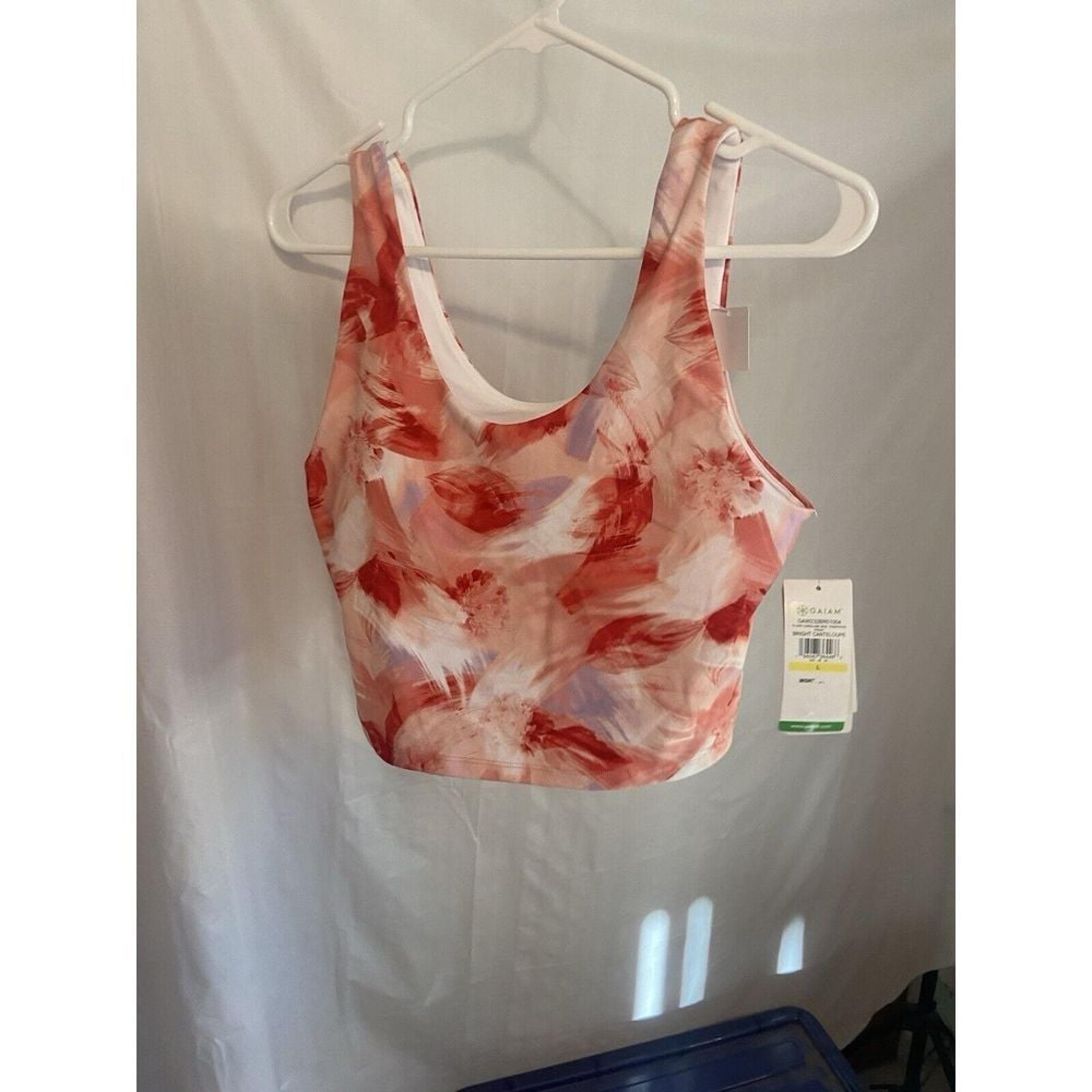 Women's Gaiam Red/Orange Tropical Bra Tank Top-Size L-NWT